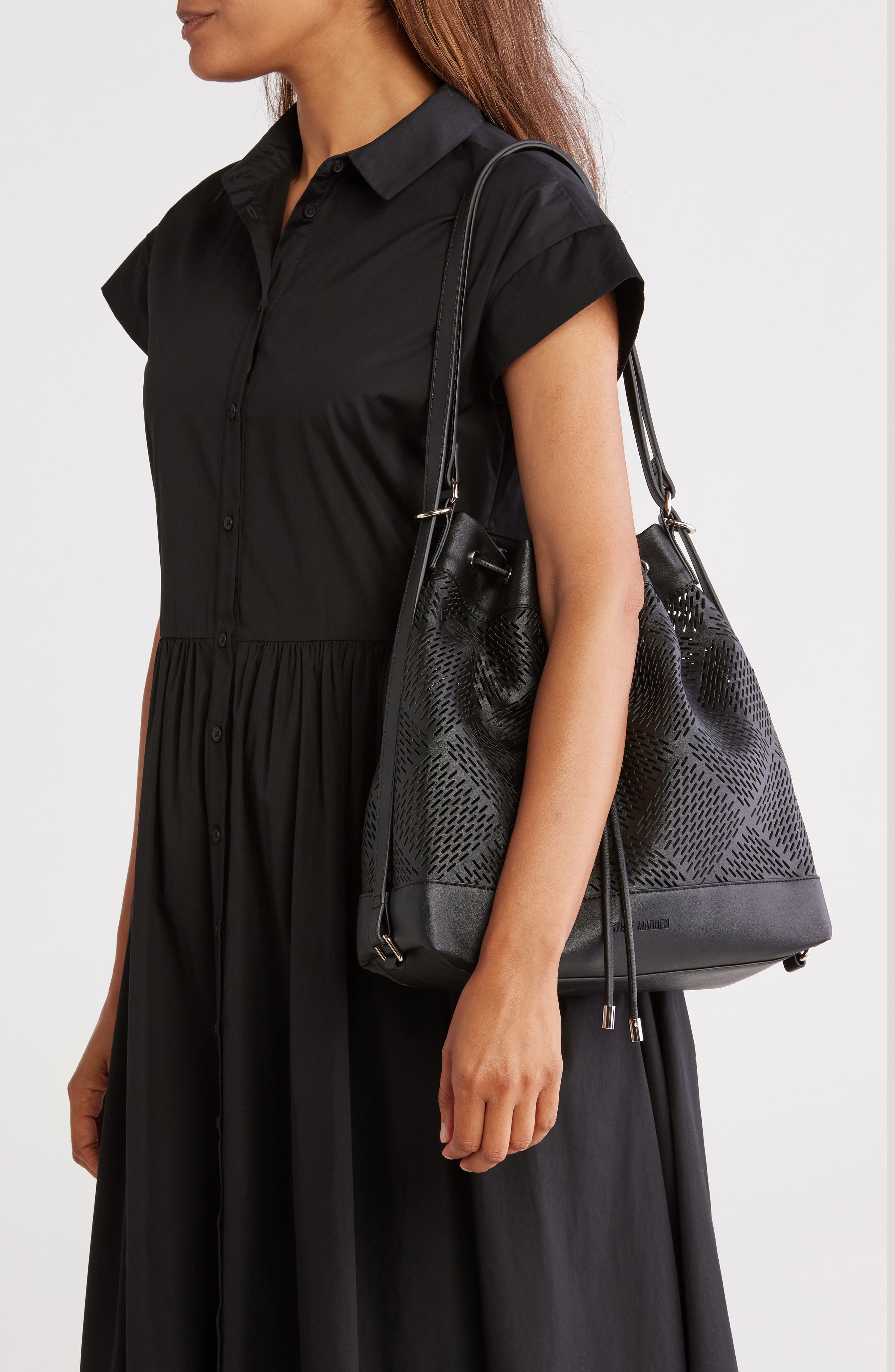Steve Madden Bxander Perforated Shoulder & Tote Bag, Alternate, color, 