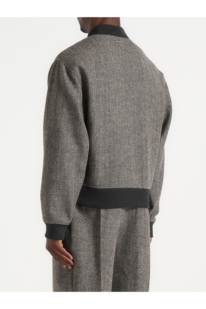 Leandro Herringbone Wool Bomber Jacket, Alternate, color, Grey