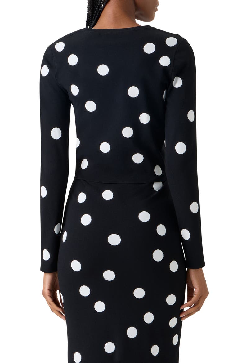 Polka Dot Jacquard Fitted Sweater, Alternate, color, BLACK-CREAM