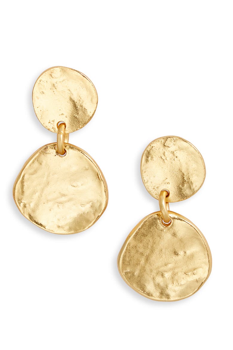 Medallion Disc Drop Earrings, Main, color, GOLD