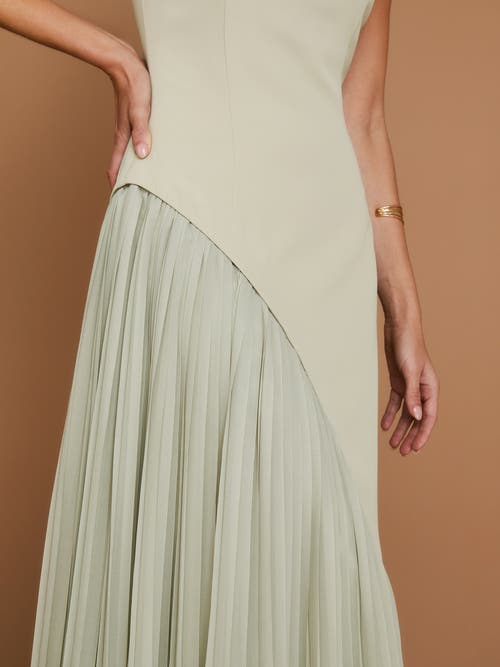 Six Stories Pleated Skirt Cap Sleeve Maxi Dress In Green
