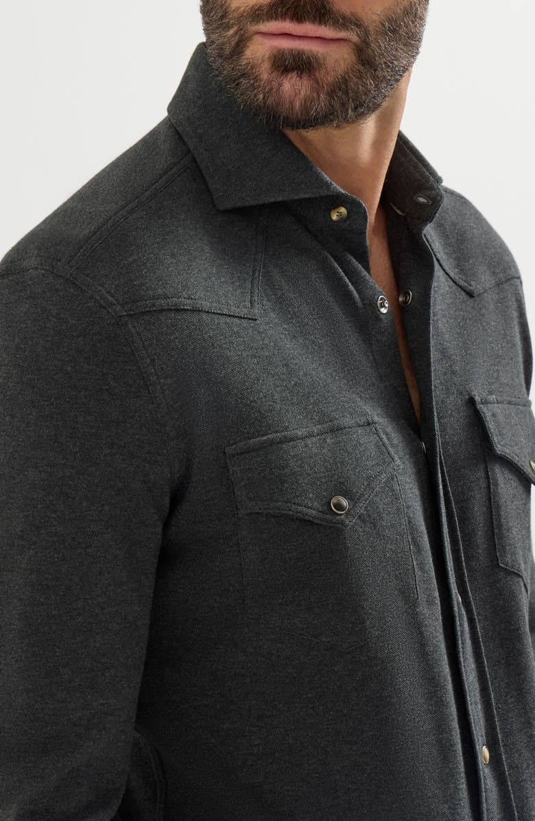 Brunello Cucinelli Cotton piqué Western shirt, Alternate, color, Anthracite