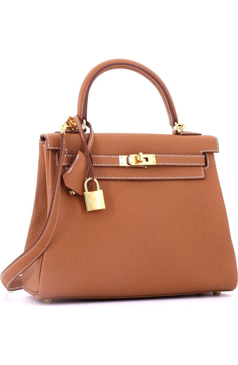 Pre-Owned Hermes Kelly Handbag Brown Togo with Gold Hardware 25, Alternate, color, Gold