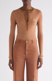 Chloé Long Sleeve Wool Rib Henley