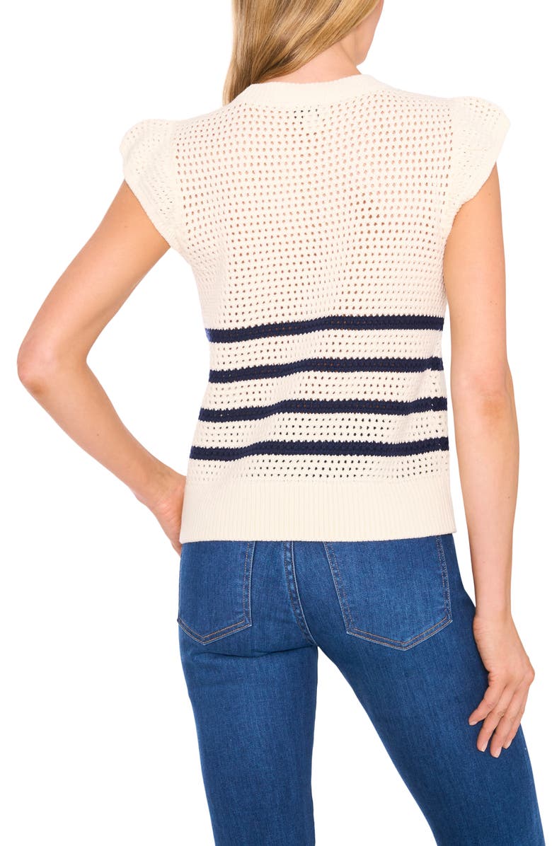 CeCe Flower Cap Sleeve Open Knit Sweater, Alternate, color,