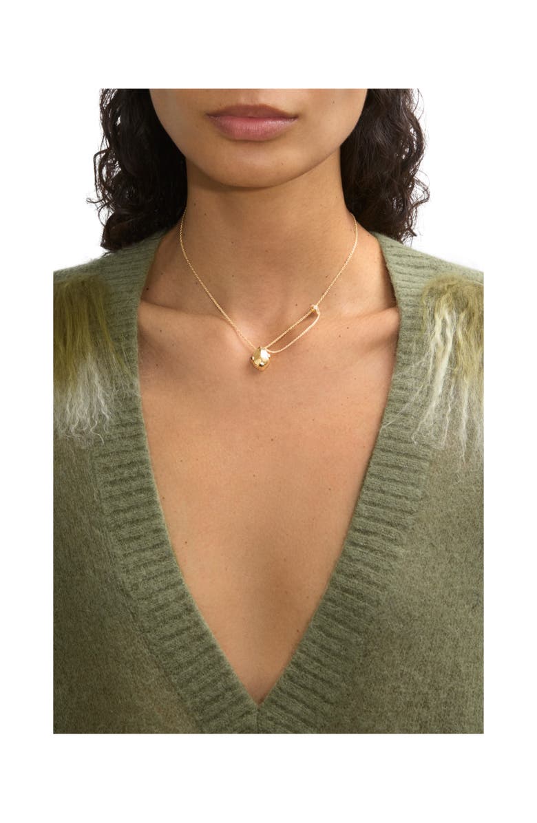 Burberry Onyx Shield Pendant Necklace, Alternate, color, Gold/Black/Clear