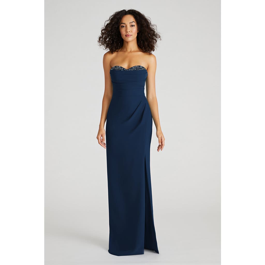 Theia Anastasia Strapless Gown In Blue