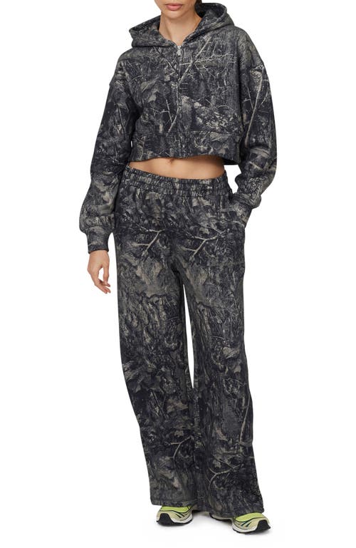 Good For Nothing Woodland Blackout Camo Crop Zip Hoodie In Multi