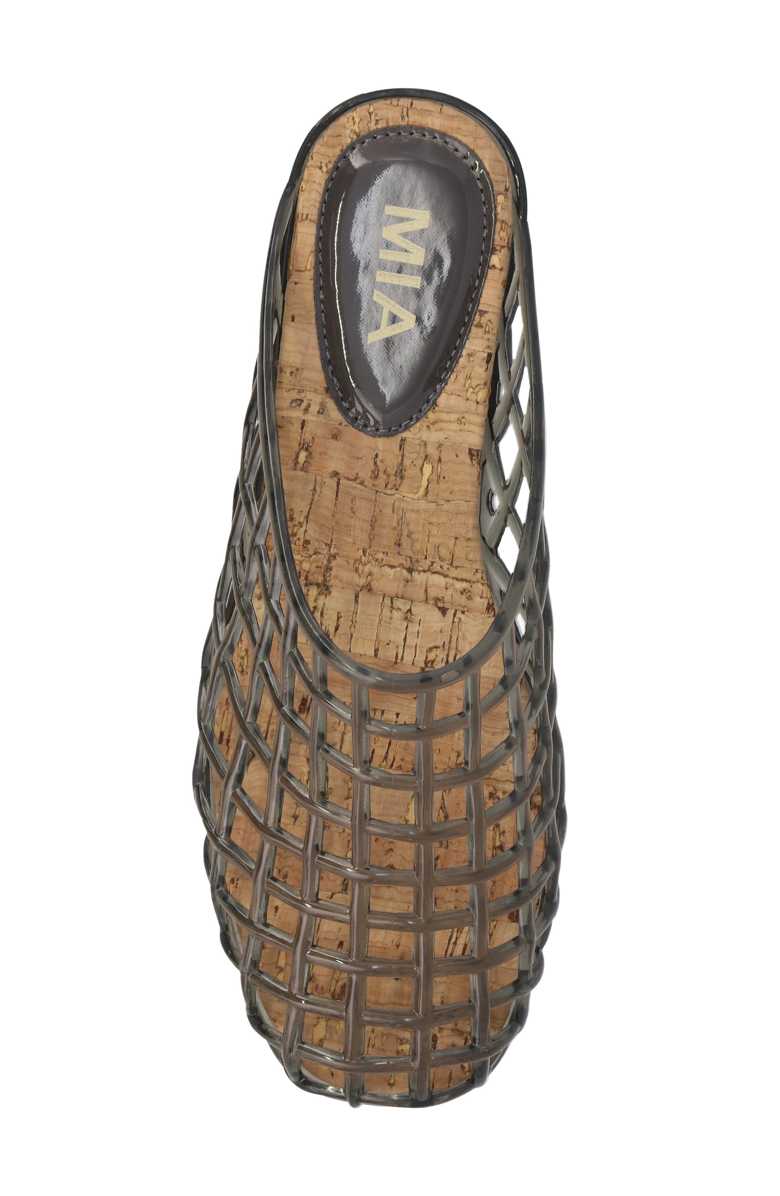 MIA Sophie Clear Woven Mule, Alternate, color, Smoke Pvc