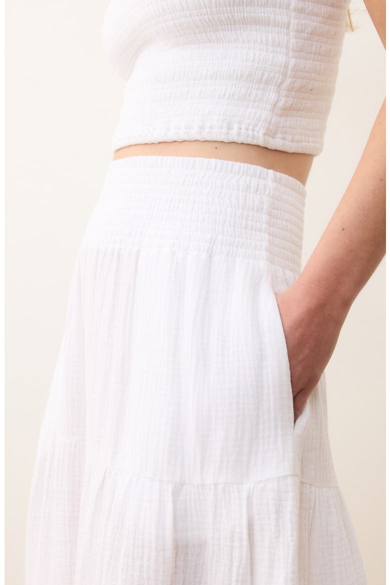 Corinne Double Cloth Cotton Maxi Skirt, Alternate, color, WHITE