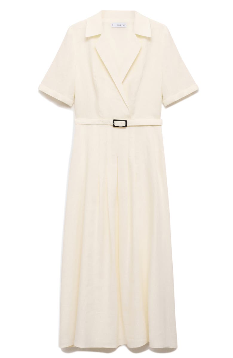 MANGO Belted Linen Dress, Alternate, color, 