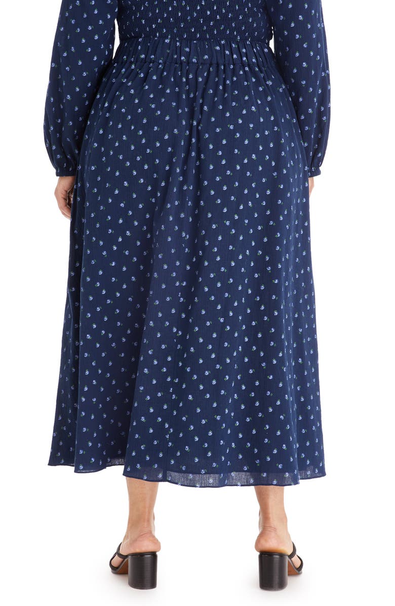 Madewell Floral Crinkle Cotton Skirt, Alternate, color, Classic Indigo