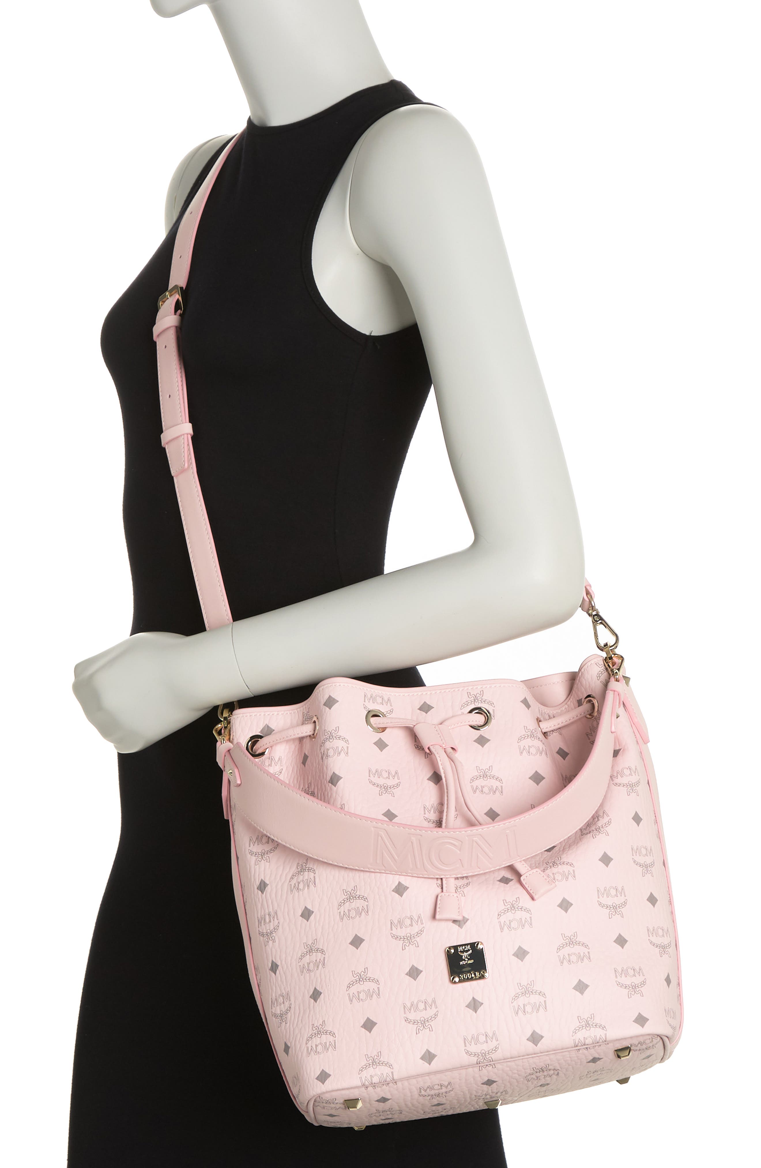 MCM Medium Aren Visetos Drawstring Crossbody Bag, Alternate, color, 