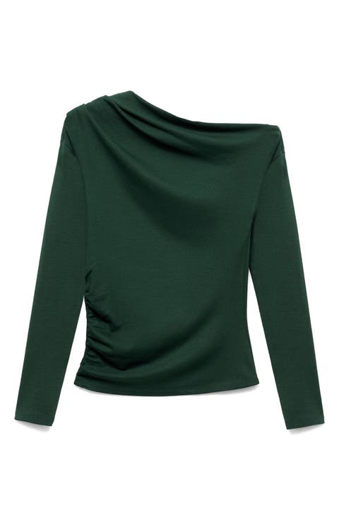 Ruched Asymmetric Stretch Cotton & Modal Top