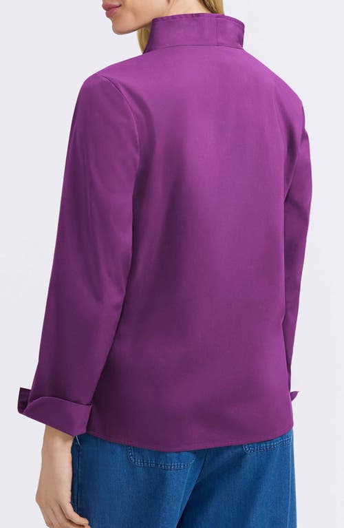 Foxcroft Tammy Ruffle Collar Cotton Blend Top In Purple