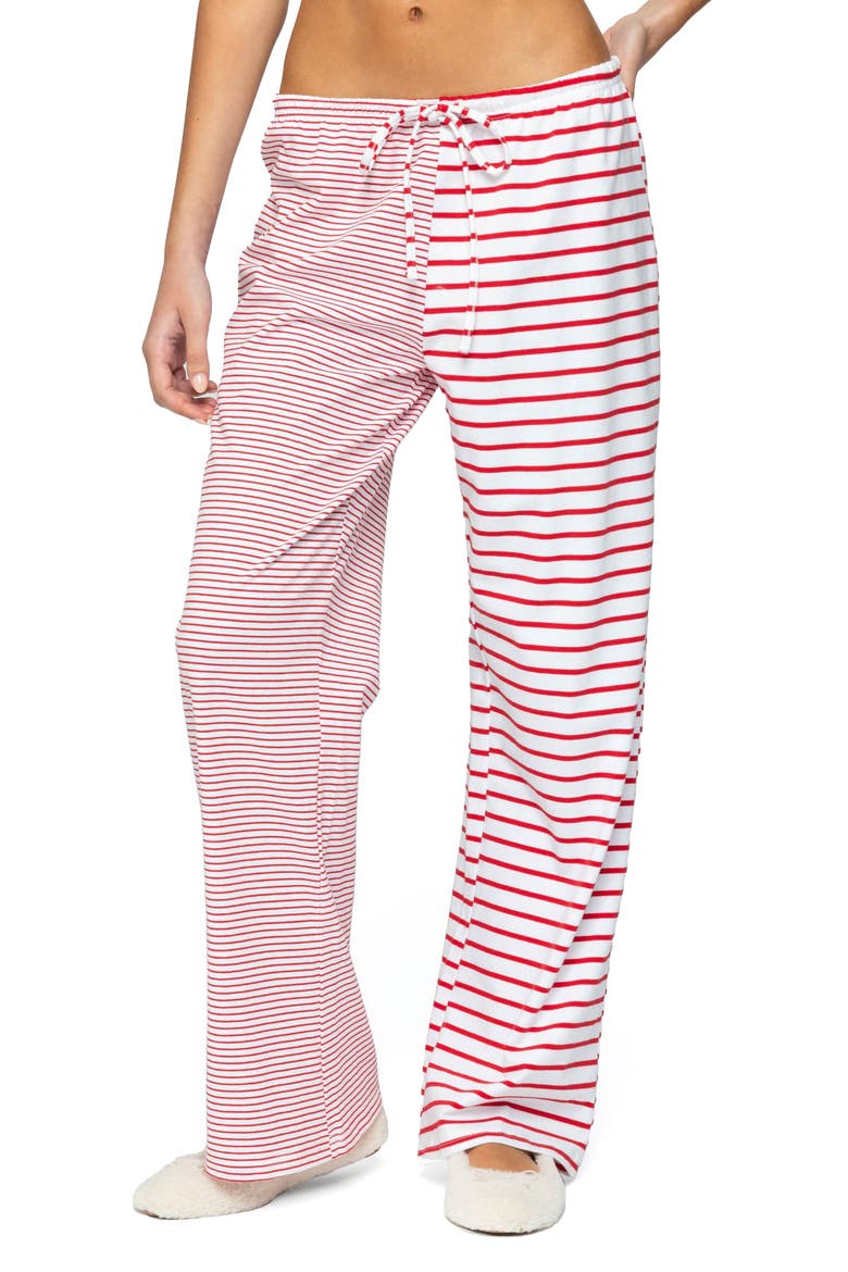 Laken Mixed Stripe Stretch Cotton Drawstring Pants, Main, color, RED MIX