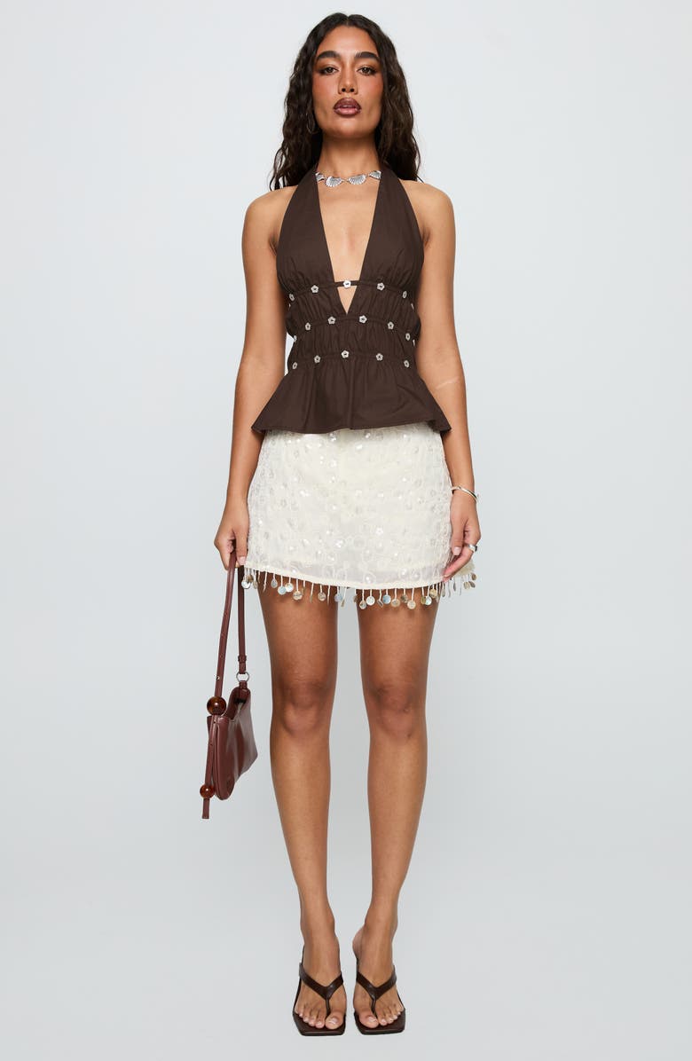 Princess Polly We Made It Sequin Skort, Alternate, color, Cream