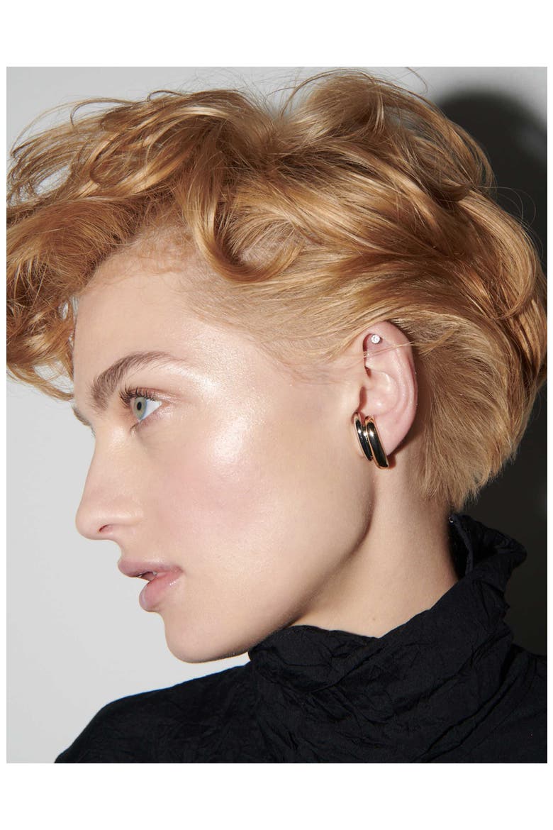 Ari Two-Tone Hoop Earrings, Alternate, color, SHINY GOLD/ IRIDESCENT