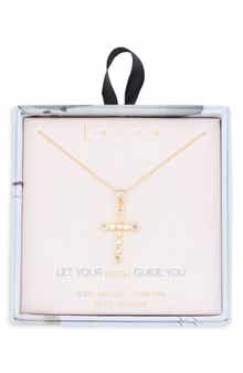 Leith Cubic Zirconia Bezel Cross Pendant Necklace