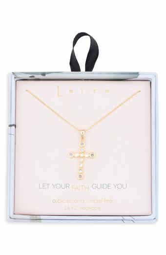 Leith Cubic Zirconia Bezel Cross Pendant Necklace