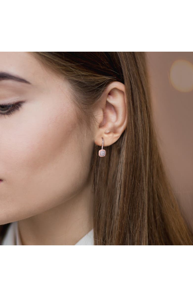 Julianna B. Diamond Grid Halo Leverback Earrings, Alternate, color, Sterling Silver