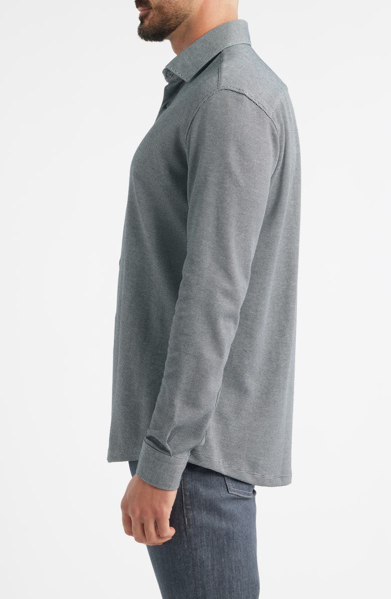 Stone Rose Origin Two-Tone Piqué Performance Button-Up Shirt, Alternate, color, Grey