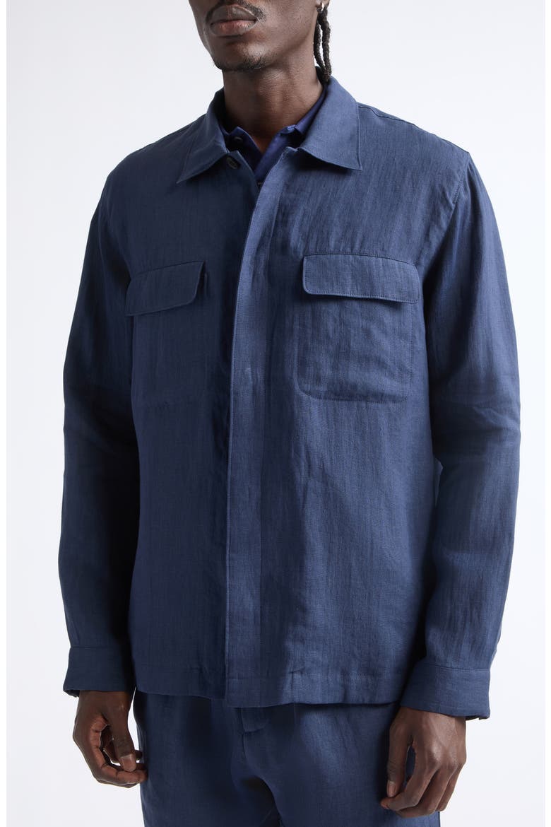 Linen Overshirt, Alternate, color, LIGHT NAVY