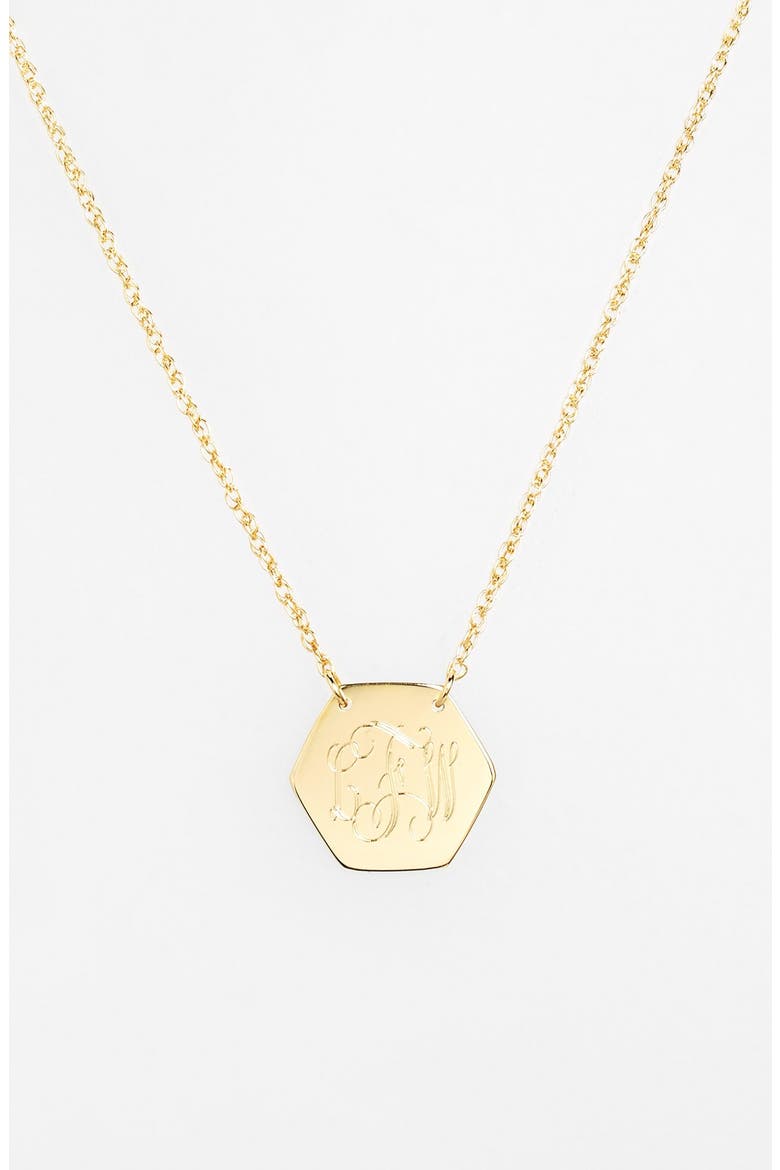 Personalized Hexagon Pendant Necklace, Alternate, color, GOLD