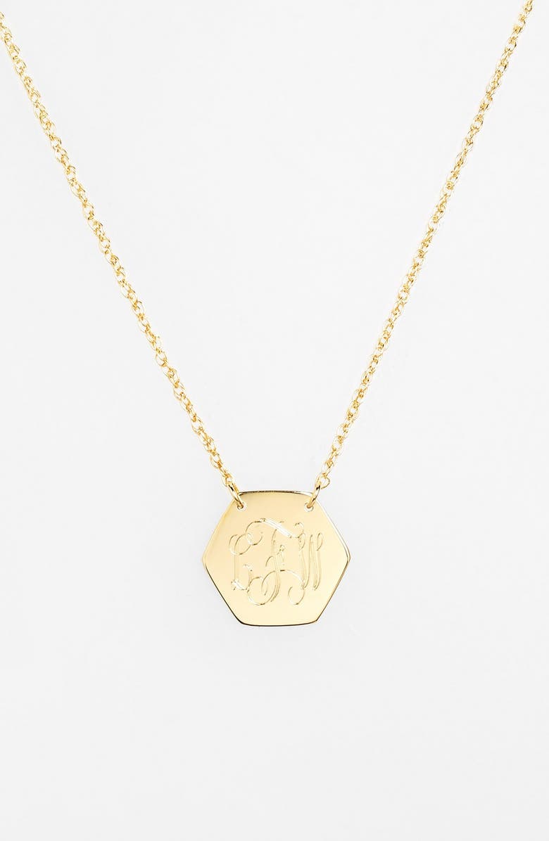 Jane Basch Designs Personalized Hexagon Pendant Necklace, Alternate, color,