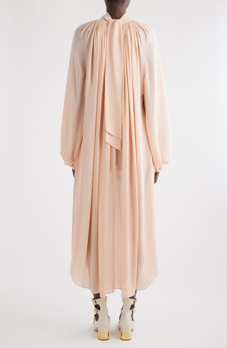Chloé Long Sleeve High-Low Silk Crepe Dress, Alternate, color,