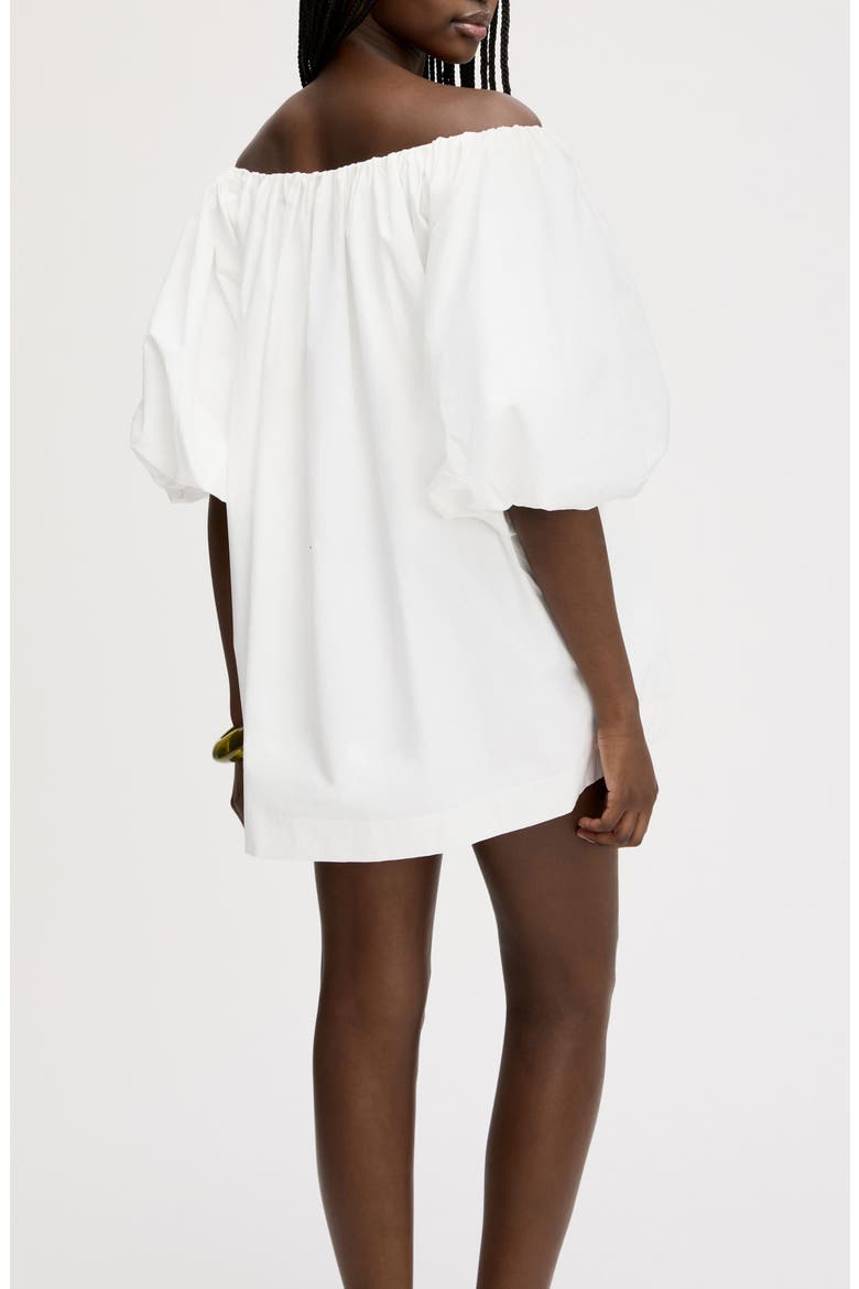 Bubble Sleeve Off the Shoulder Cotton Poplin Minidress, Alternate, color, BRIGHT WHITE