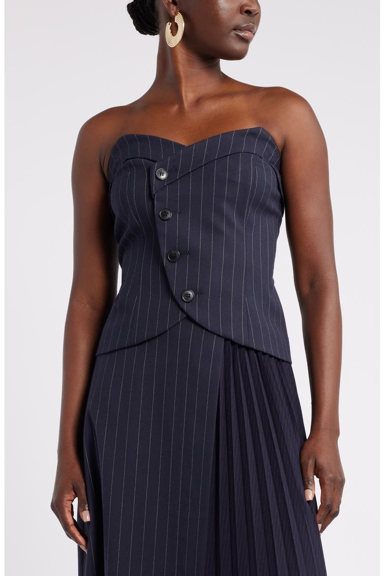 House of Aama Dandy Button-Up Corset, Alternate, color, NAVY- IVORY BRUMMELL PINSTRIPE