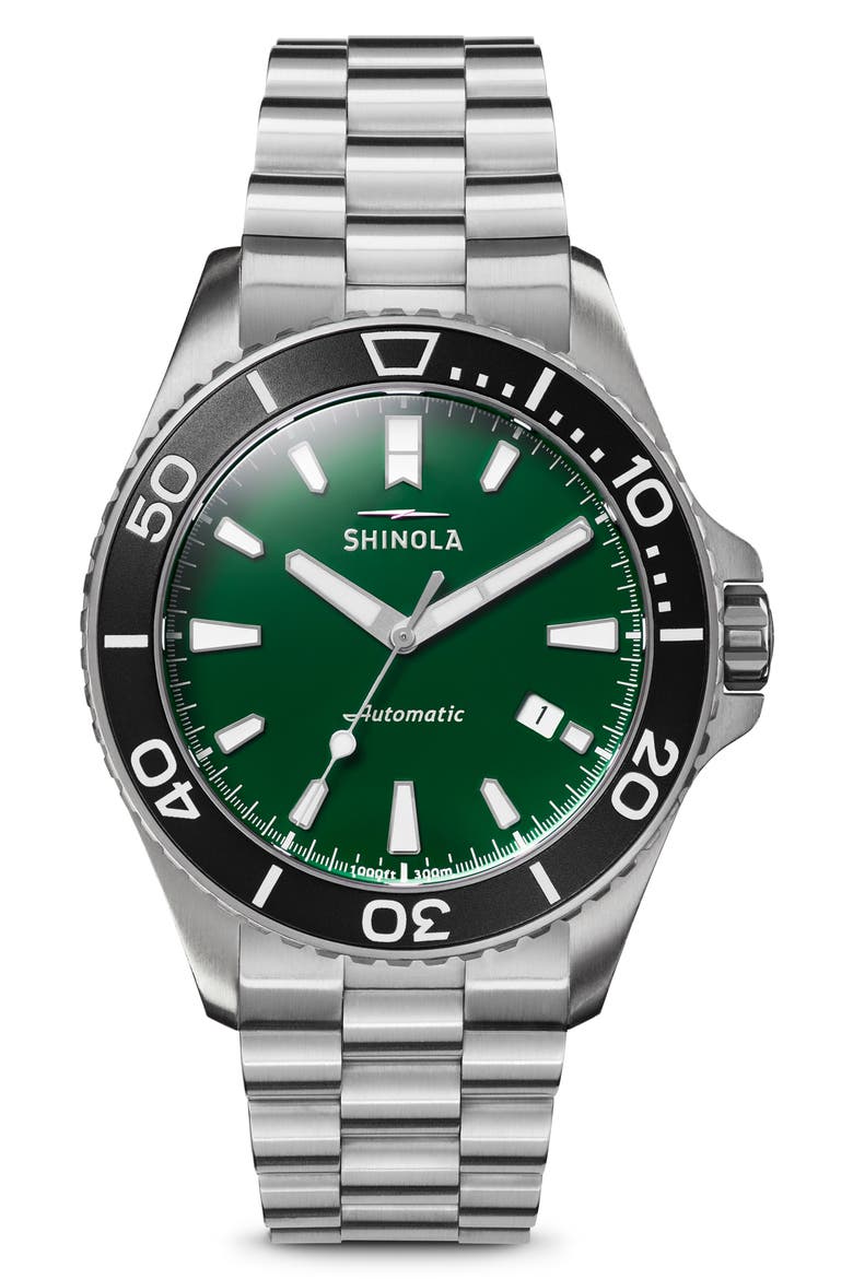 The Monster Automatic Bracelet Watch, 43mm, Main, color, SILVER/GREEN/BLACK