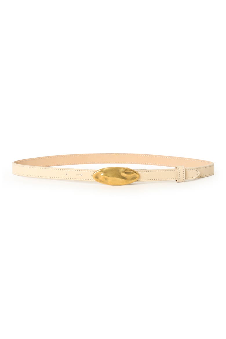 Darrian Skinny Leather Belt, Main, color, LATTE BRASS