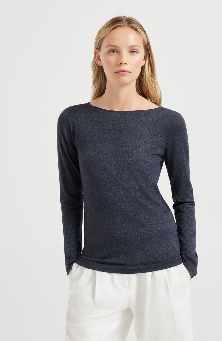 Brunello Cucinelli Sparkling sweater, Alternate, color, Navy Blue