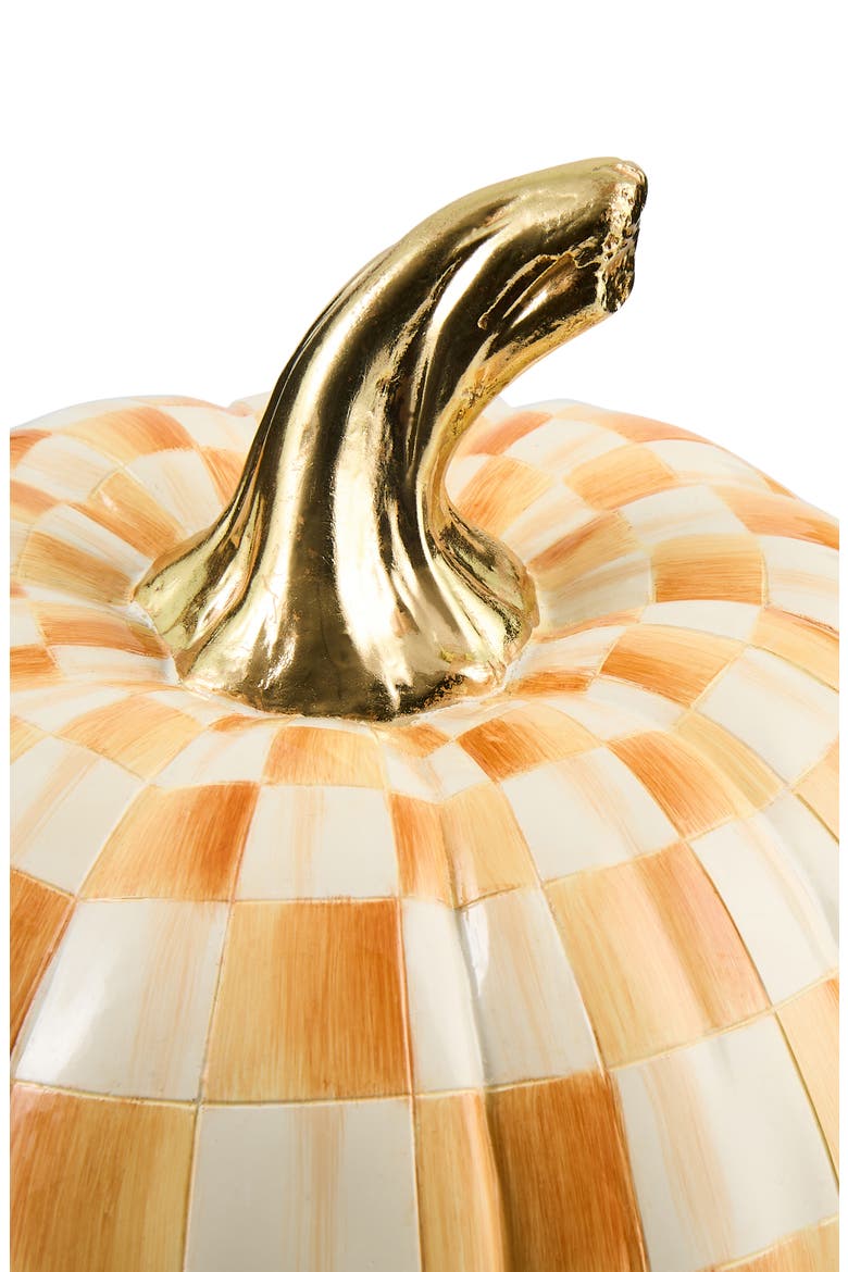 Amber Check Small Pumpkin Ornament, Alternate, color, ORANGE