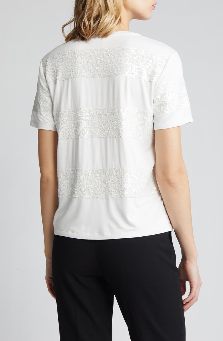 Anne Klein Sequin Stripe T-Shirt, Alternate, color, 