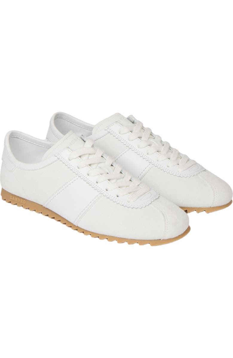 SANDRO Leather and suede low-top trainers, Alternate, color, White