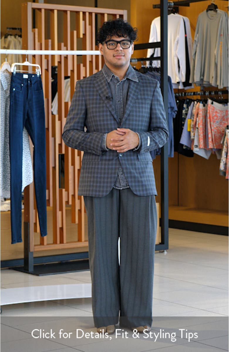 Flynn Classic Fit Charcoal Grey Shadow Check Wool Sport Coat, sales video thumbnail