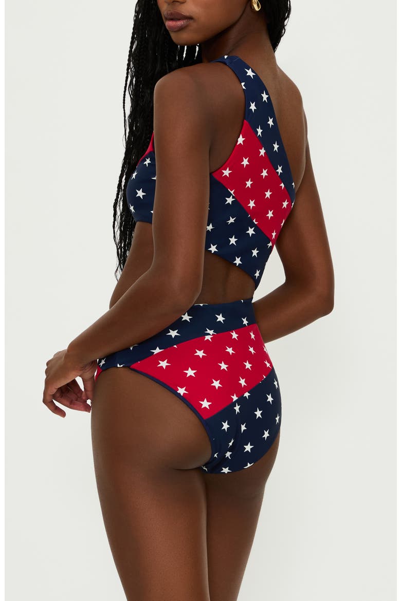 Joyce Cutout One-Shoulder One-Piece Swimsuit, Alternate, color, LIBERTY STARS