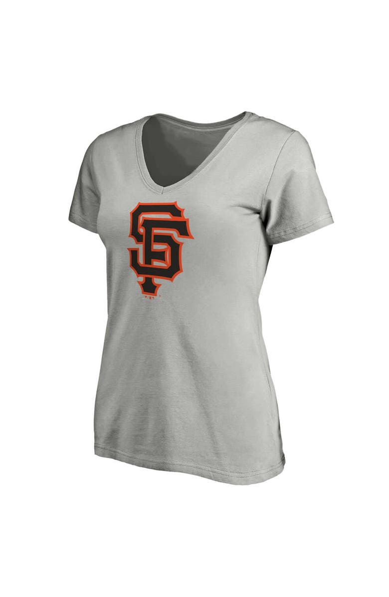 FANATICS Women's Fanatics Branded Heathered Gray San Francisco Giants Core Official Logo V-Neck T-Shirt, Alternate, color, 