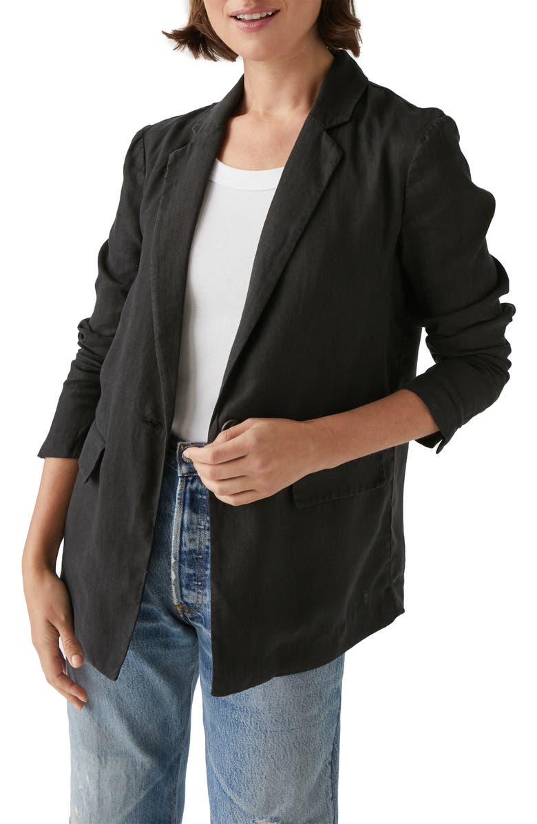 Michael Stars Lottie One-Button Linen Blazer, Alternate, color, 