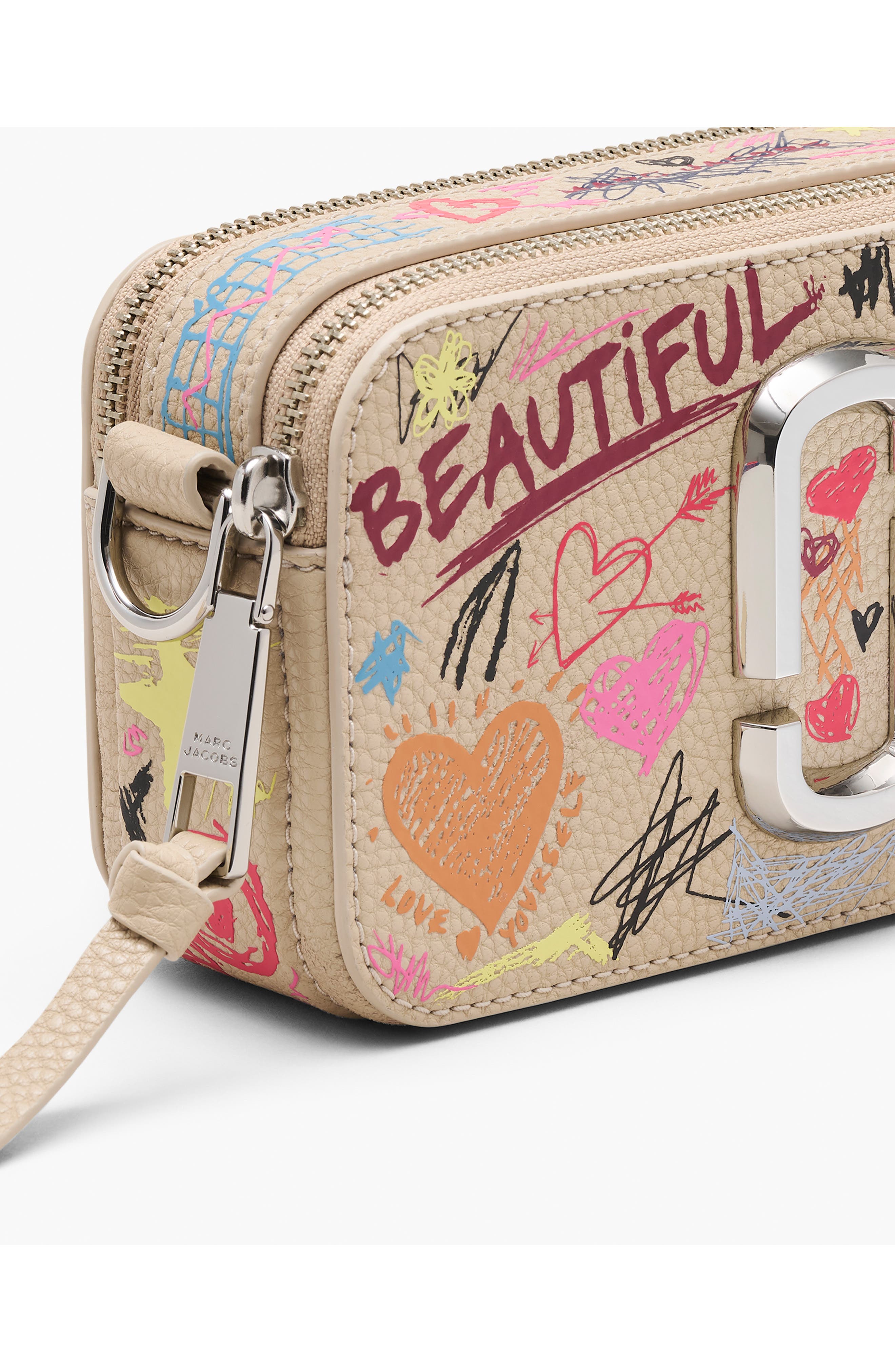 Marc Jacobs The Punk Scribble Snapshot Crossbody Bag, Alternate, color, Beige Multi
