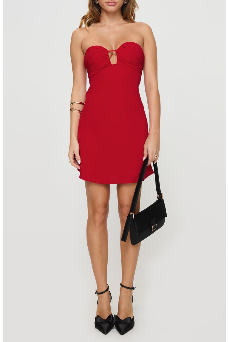 Cyprian Strapless Minidress, Main, color, RED