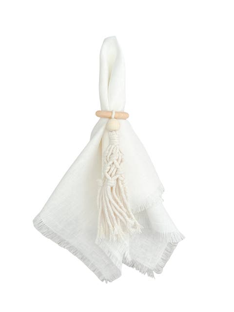 Bali Crochet Wood Napkin Rings- Set of 4