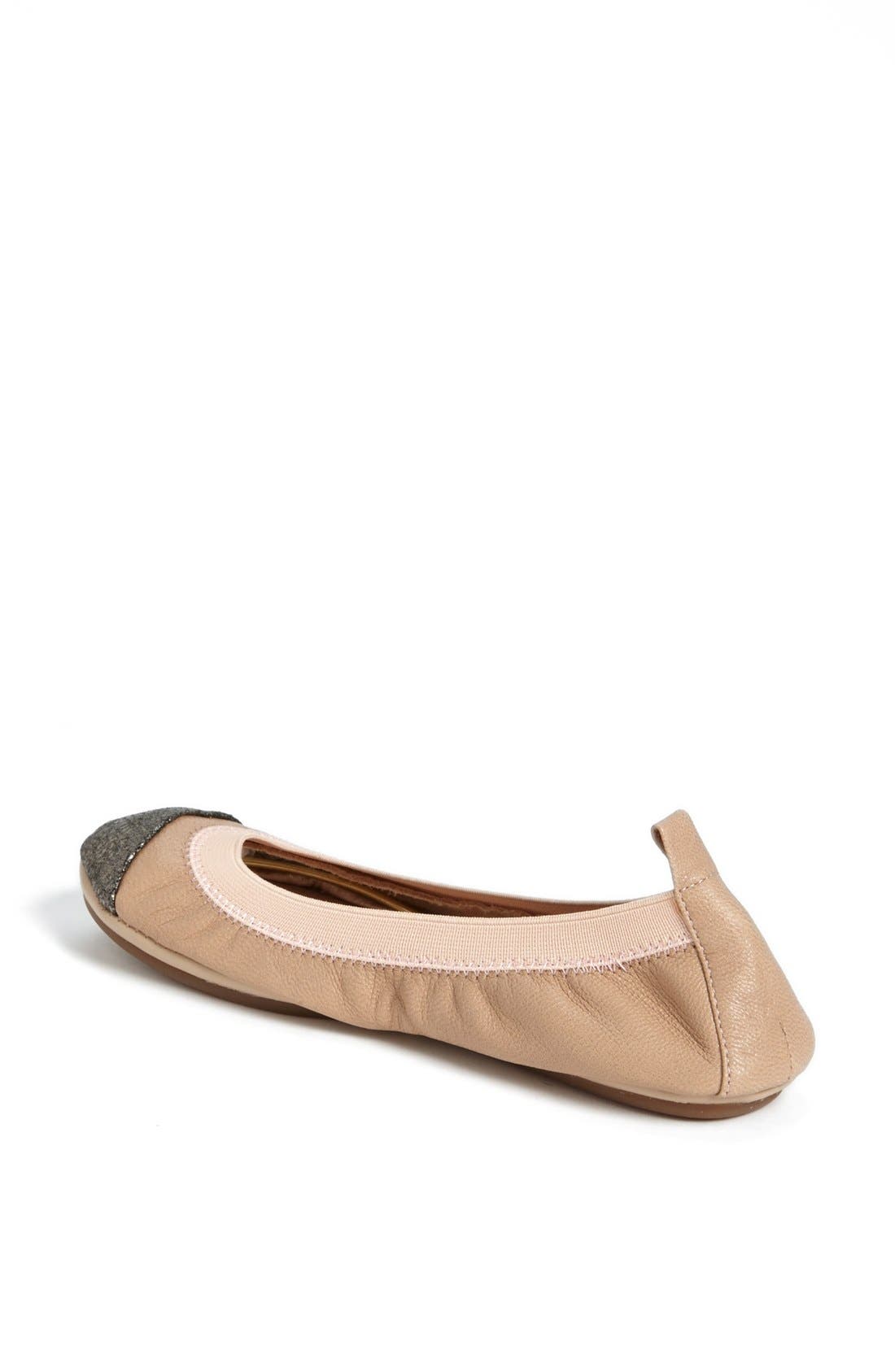 Foldable Ballet Flat, Alternate, color, ROSE/ PEWTER