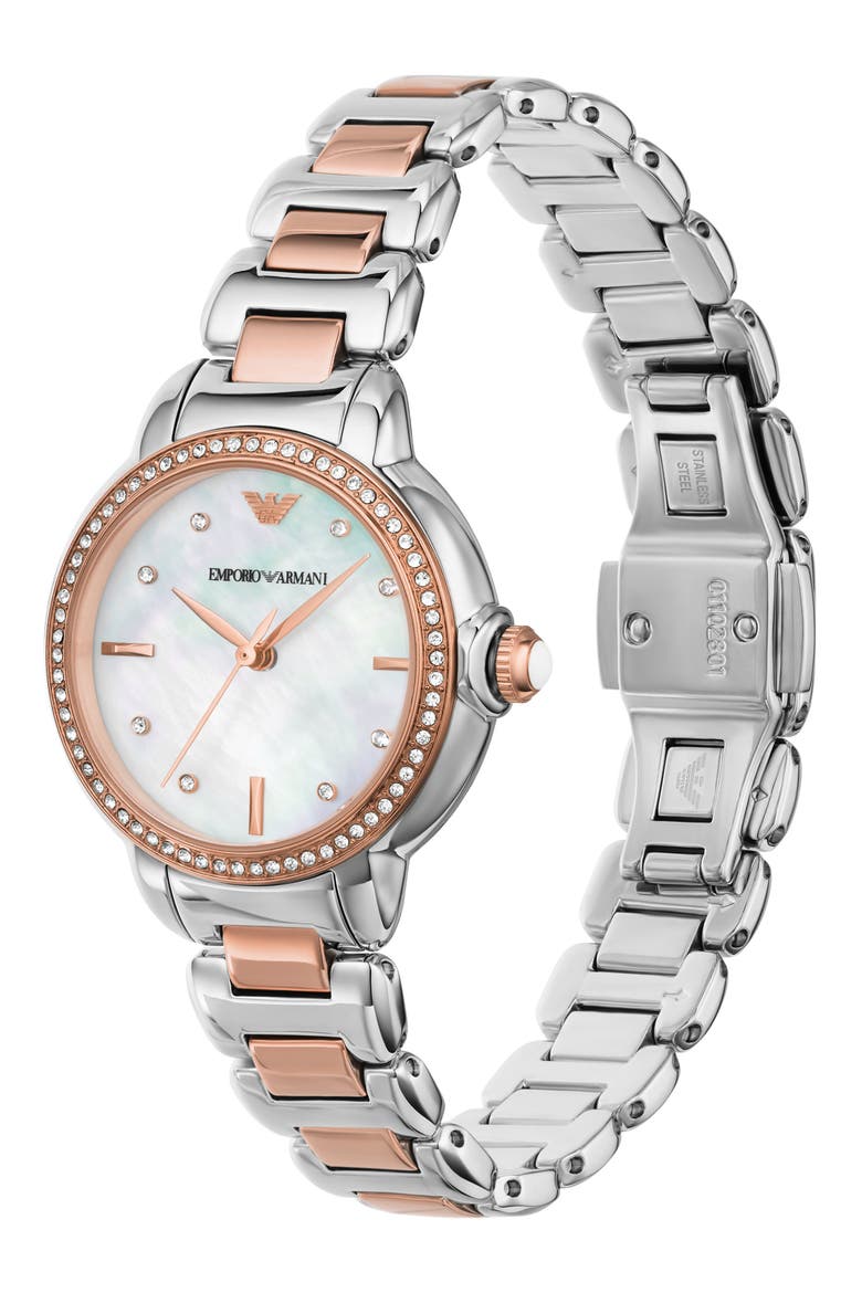 Three-Hand Two-Tone Bracelet Watch, Alternate, color, SILVER