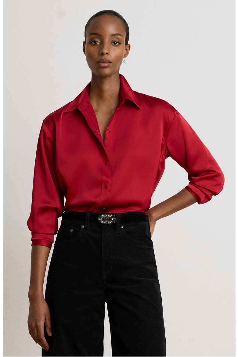 Satin Charmeuse Shirt, Alternate, color, RALPH RED