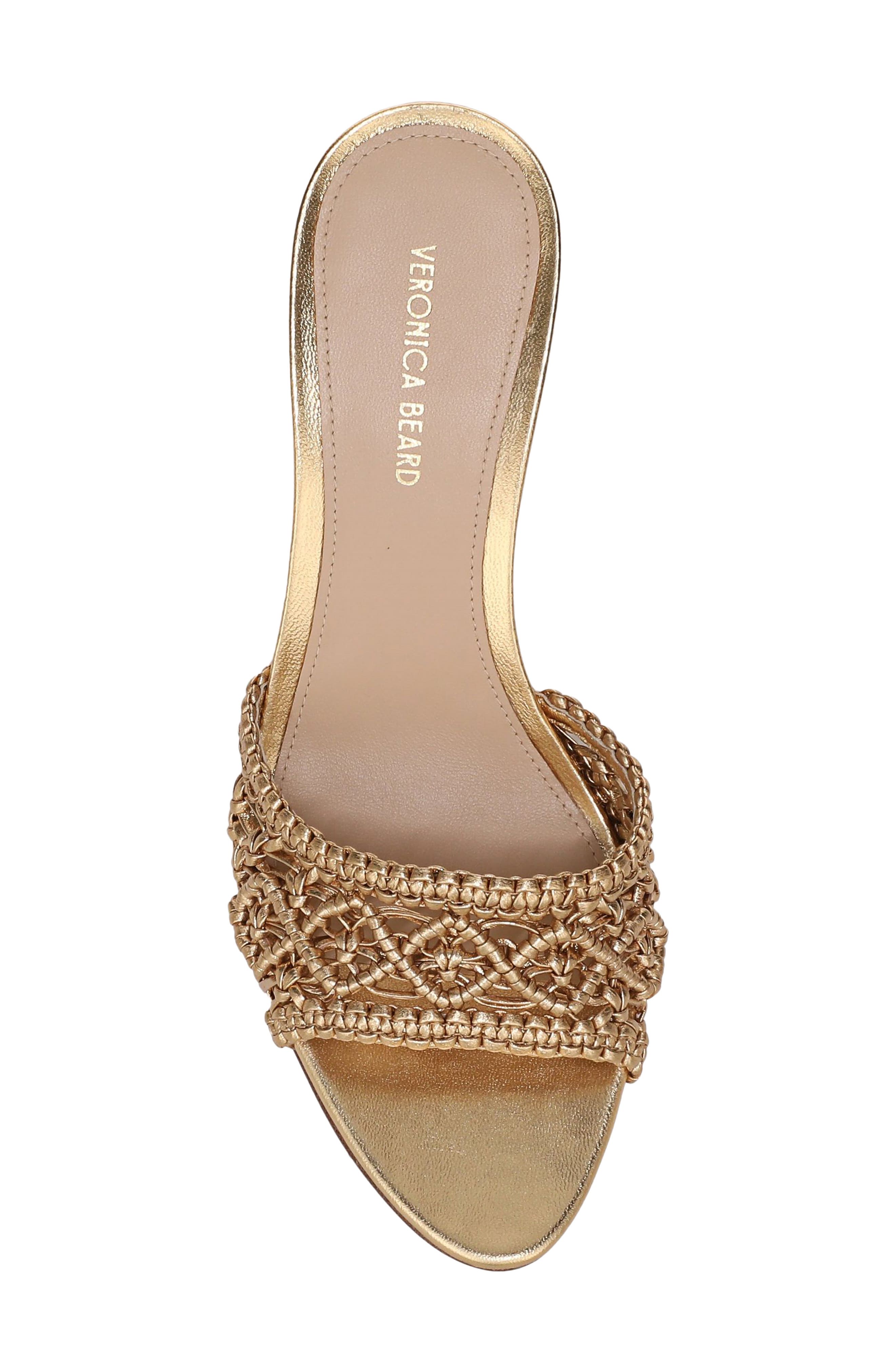 Tia Macramé Slide Sandal, Alternate, color, PALE GOLD