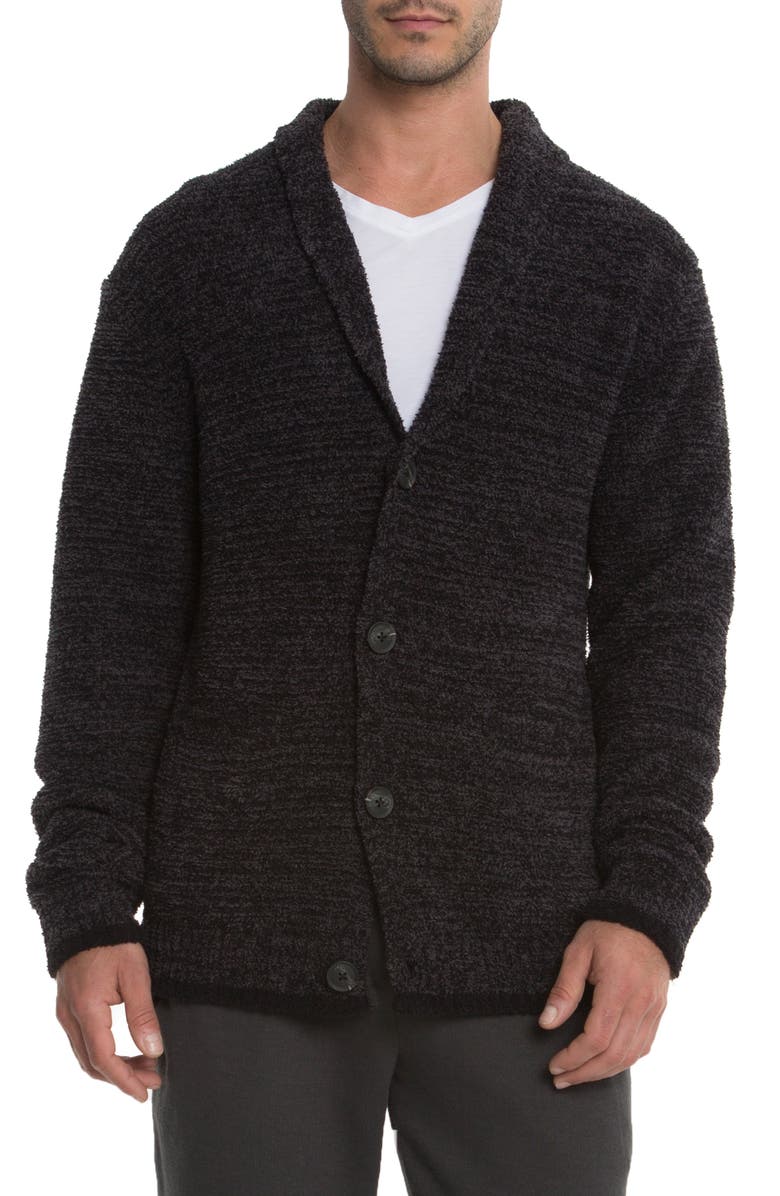 Barefoot Dreams<sup>®</sup> Barefoot Dreams Shawl Collar Cardigan, Main, color, Carbon/ Black